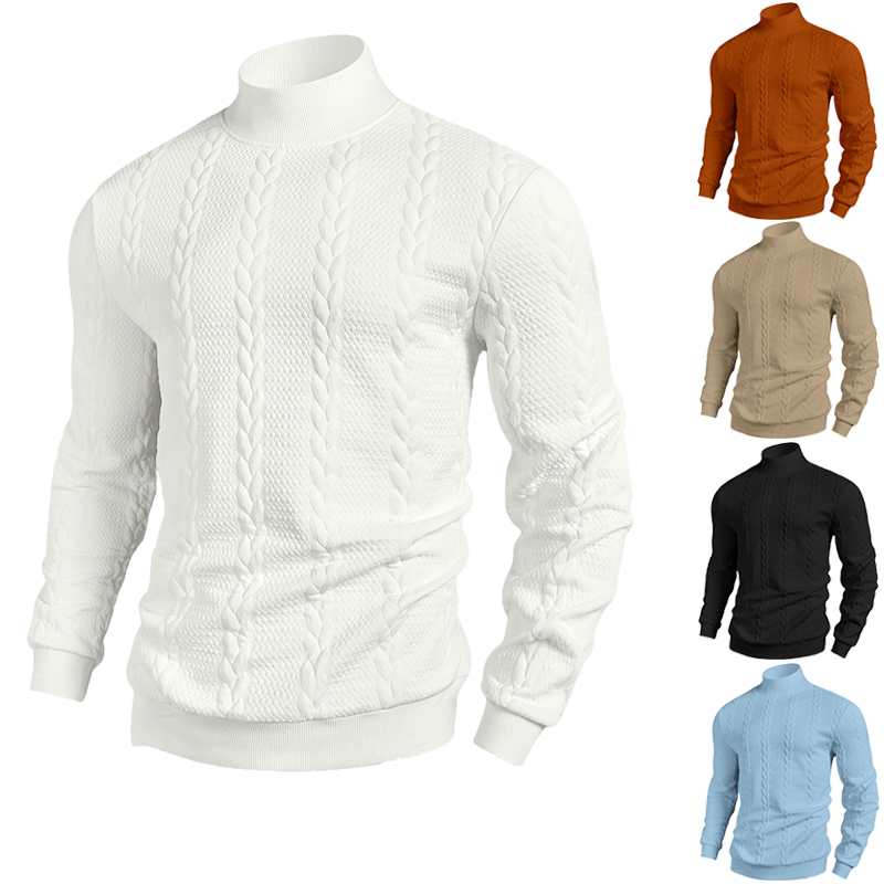 Mens Fashion Mullet - 2025秋冬新作 欧米風 メンズ ジャカード カジュアル ハイネックセーター
