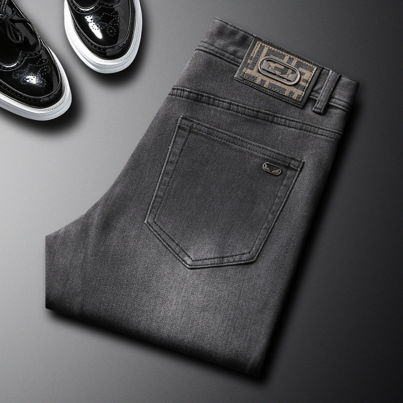 Men'S Fashion Grey Jeans - 2025 秋の新トレンドブランドジーンズメンズスモークグレーライト高級ファッションメンズカジュアル多用途パンツ