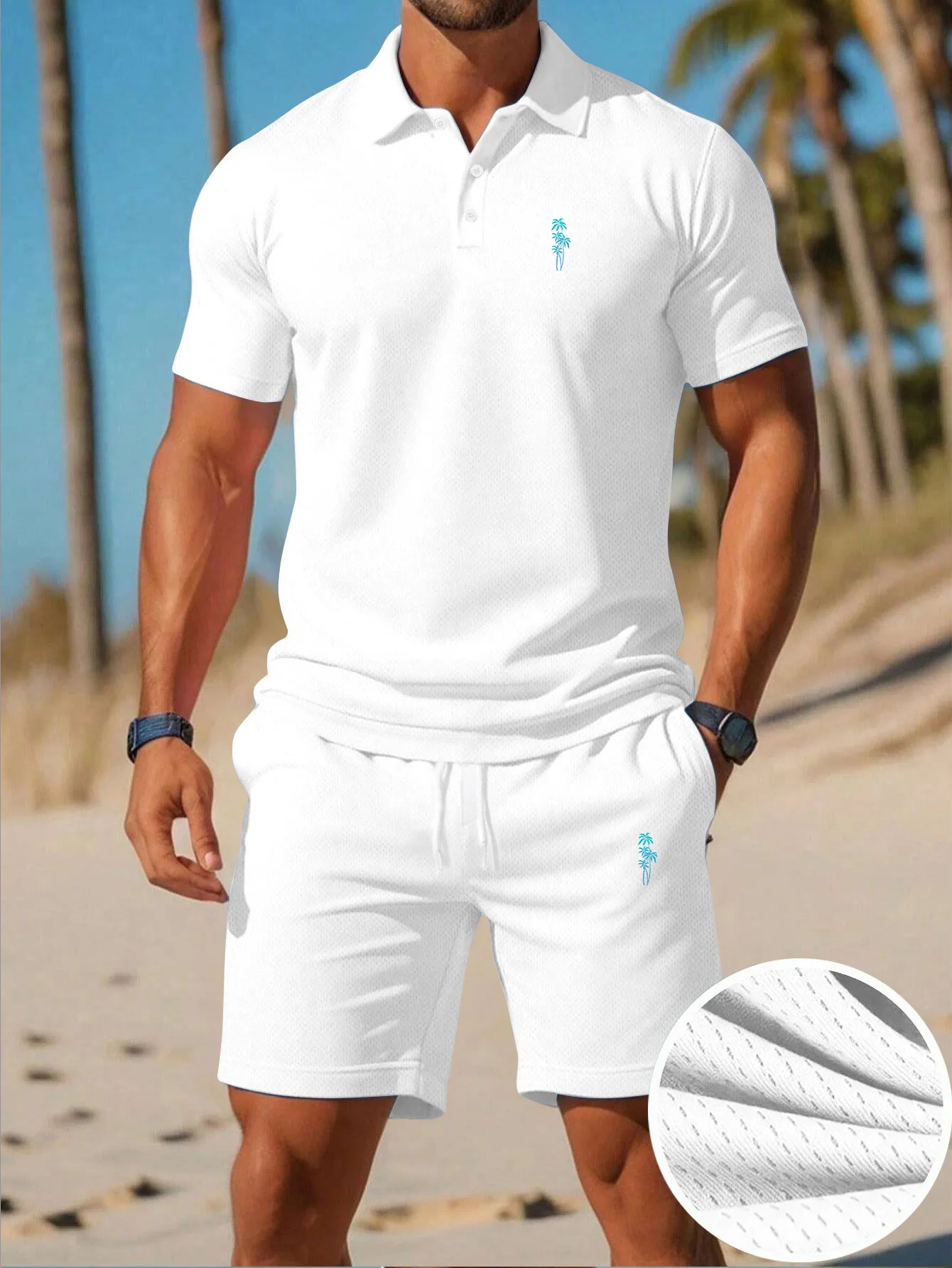 Men'S Fashion Color - 夏の新作メンズポロシャツセット カジュアルスポーティー クールでおしゃれ スリムフィット 通気性のある無地 半袖ショートパンツセット