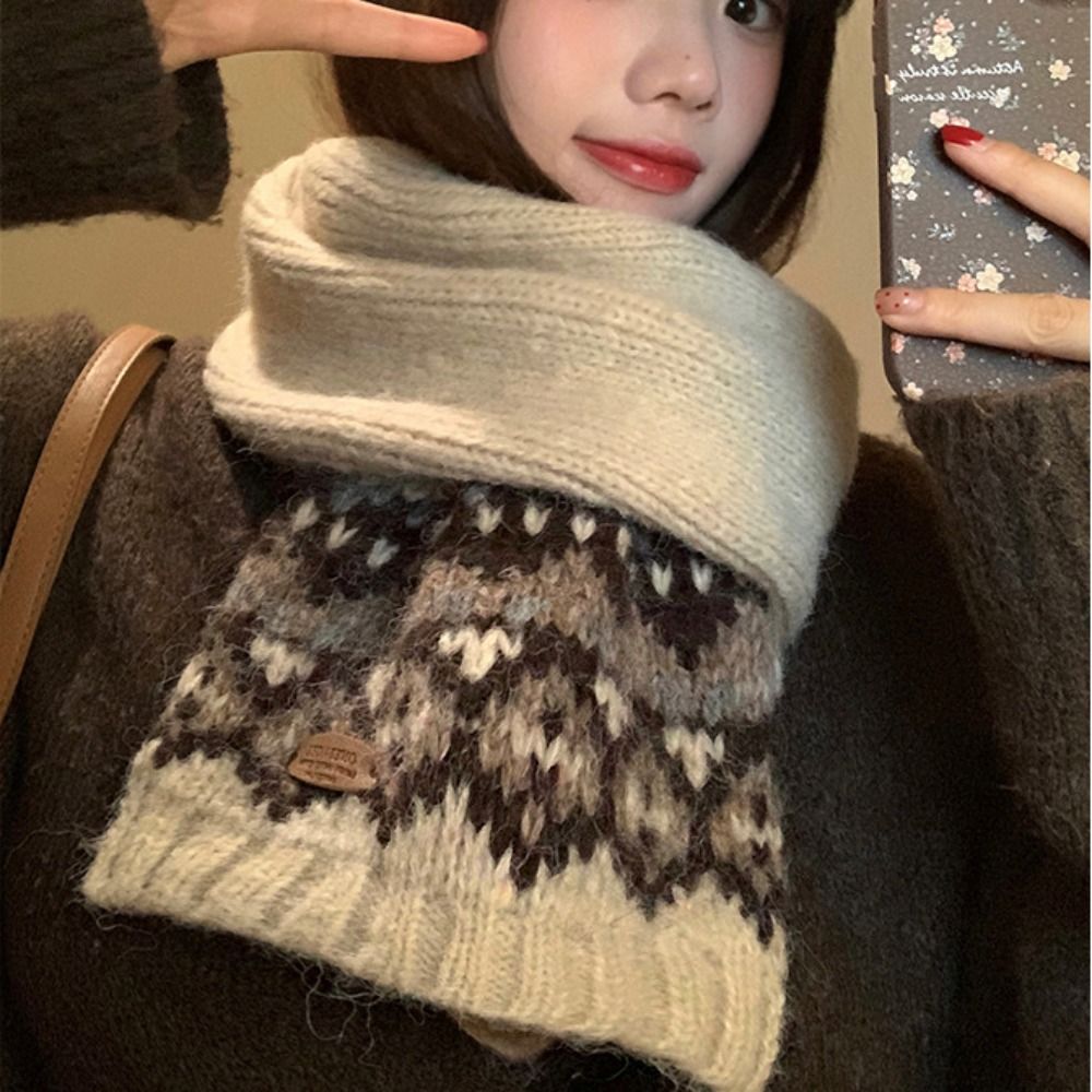 Men Scarf Wool - クラシックウールジャカードニットスカーフ厚手冬用カシミヤスカーフ韓国風暖かいフェアアイルスタイルショール女性/男性用