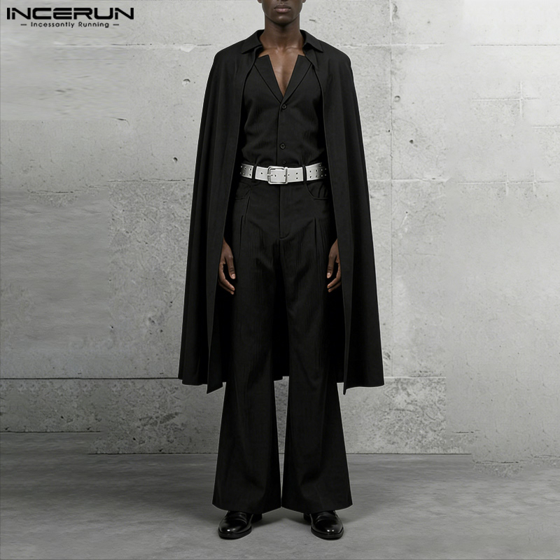Men'S Fashion Color - INCERUN メンズセット ソリッドカラー ラペル 長袖 ロングスタイル
