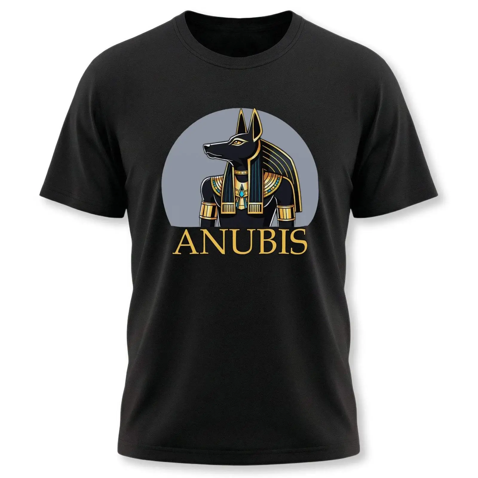 Men Fashion Egypt - アヌビス エジプト神 Tシャツとテキスト 古代エジプト神話 ヴィンテージ ウォッシュド