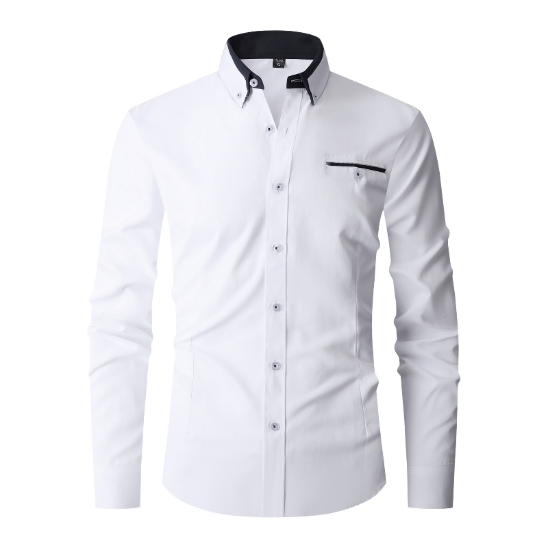 Men'S Fashion Color - 男性フォーマルシャツ長袖オフィス無地抗しわファッションビジネスカジュアルソーシャルポケットオフィス白ドレスシャツ男
