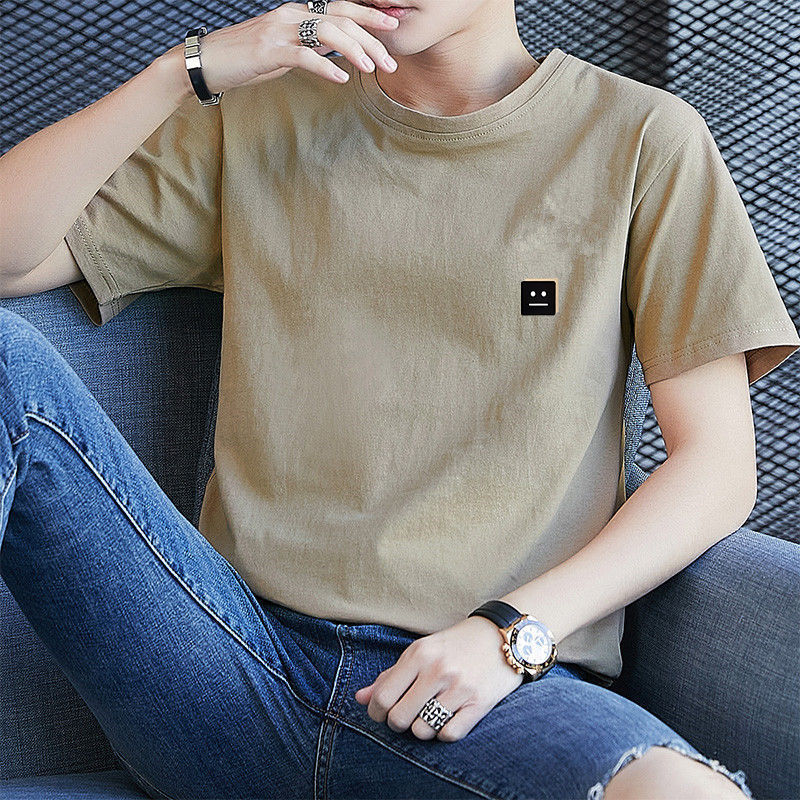Mens Fashion Young - 男性用半袖ラウンドネックTシャツ,若い男性用プリント半袖トップス,カジュアルファッション,夏