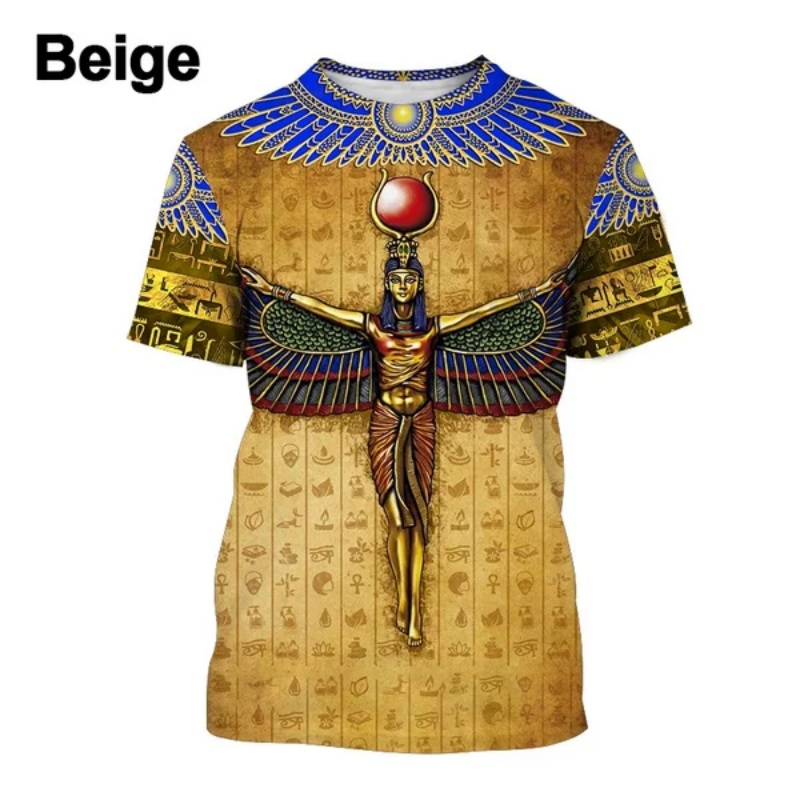 Men Fashion Egypt - 3D プリントファラオアヌビス Tシャツ男性のための古代エジプトパターン Tシャツファッションカジュアル特大トップスストリートスポーツ O ネック