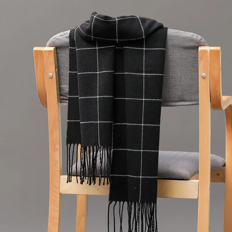 Men Scarf Wool - 2023 新しい冬の男性スカーフ保温カシミヤスカーフカジュアルブランドデザイナーパシュミナネッカチーフタッセルビジネスショールラップ