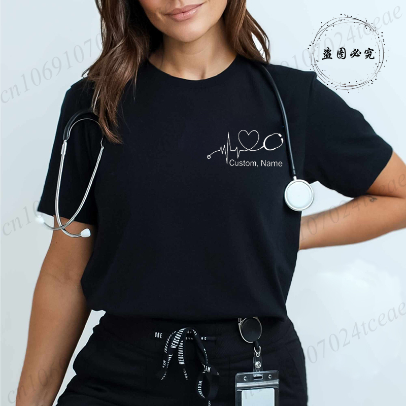 Men'S Fashion Names - カスタム名ナースシャツ聴診器心拍 RN Tシャツ女性男性服夏のファッションカスタマイズされた Tシャツ
