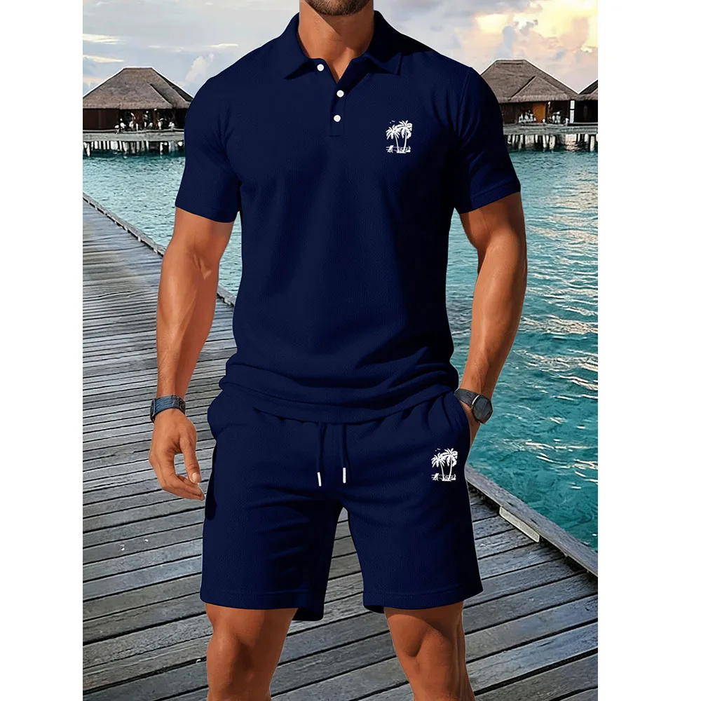 Men'S Fashion Color - 夏の新作メンズポロシャツセット カジュアルスポーティー クールでおしゃれ スリムフィット 通気性のある無地 半袖ショートパンツセット