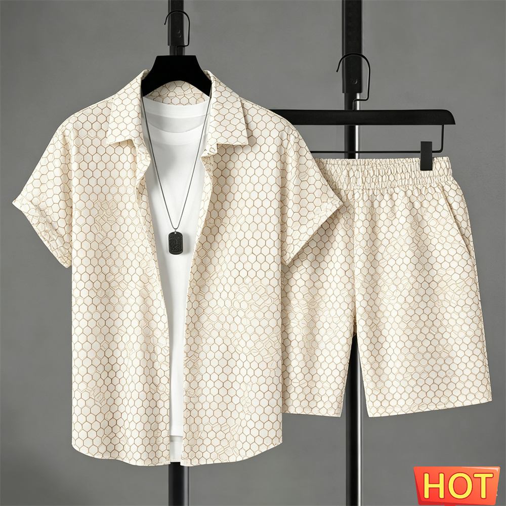 Men'S Fashion Color - 夏服 メンズシャツセット グラデーションレジャーシャツセット ソリッドカラー 2ピースセット レジャー休暇用衣装