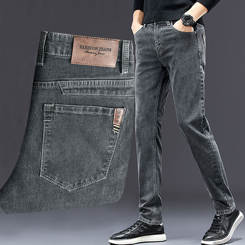 Men'S Fashion Grey Jeans - ストレッチデニムジーンズ,カジュアルパンツ,グレー,ストレート,秋,新しいファッション,2022コレクション