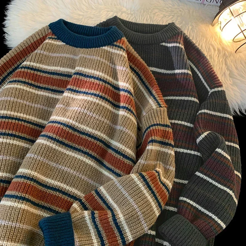 Mens Fashion Mullet - TFETTERS ブランド冬のセーター男 2026 秋冬ルーズ O ネックカラーブロッキング