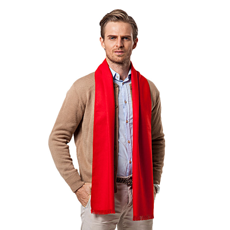Men Scarf Wool - ファッション冬無地男性赤いスカーフ高級ブランドデザイナースタイルウールソフトカシミヤスカーフ Cachecol Masculino Inverno ショール