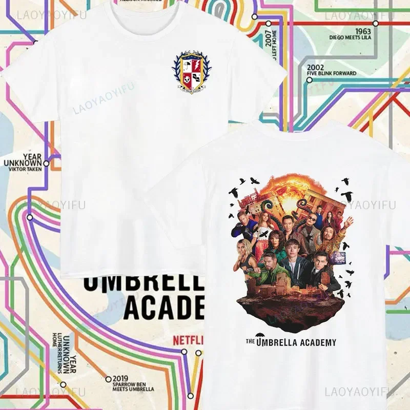 Men'S Fashion Umbrella - 男性用両面Tシャツ,映画「傘アカデミー4」,映画ファン向けの服,ファッショナブルなTシャツ,夏服,高品質