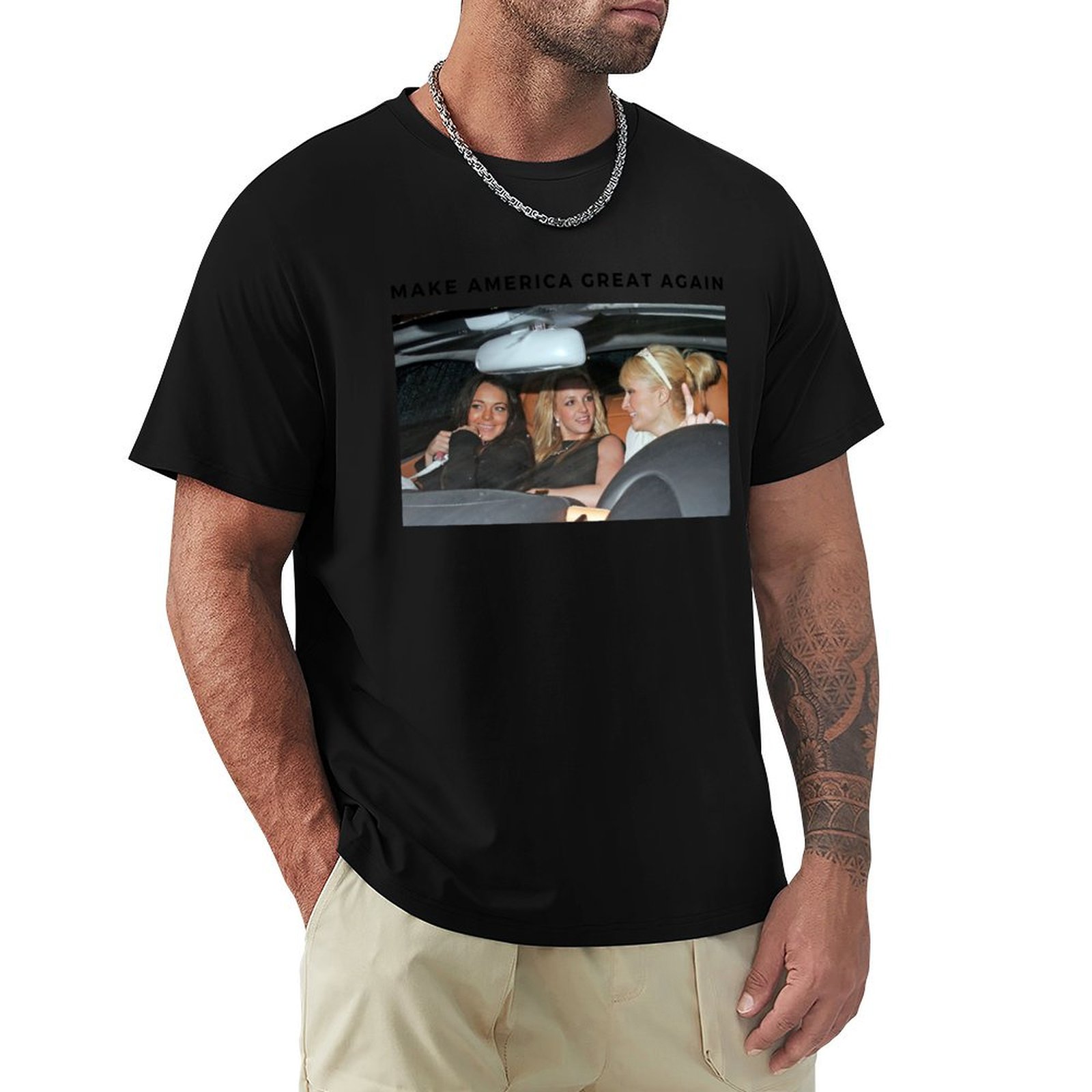 Paris Fashion Men - ブリトニー・パリス・リンゼイ Tシャツ カジュアルファッション 半袖 コットン Tシャツ