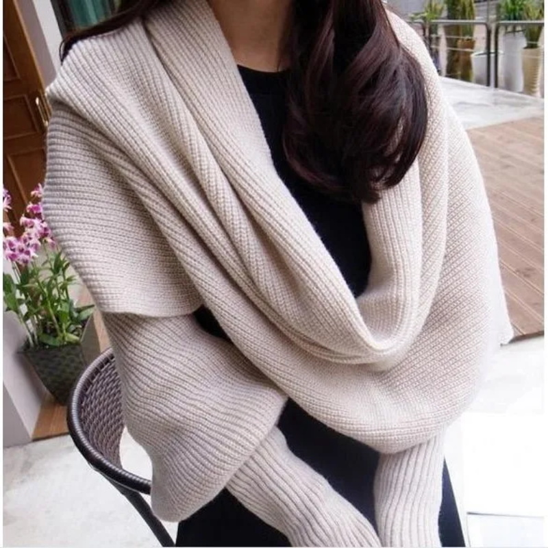 Men Scarf Wool - SupSindy 男性と女性のための冬のスカーフヨーロッパとアメリカスタイルのウールのスカーフ,袖付きのニットスカーフ,厚い暖かい雪