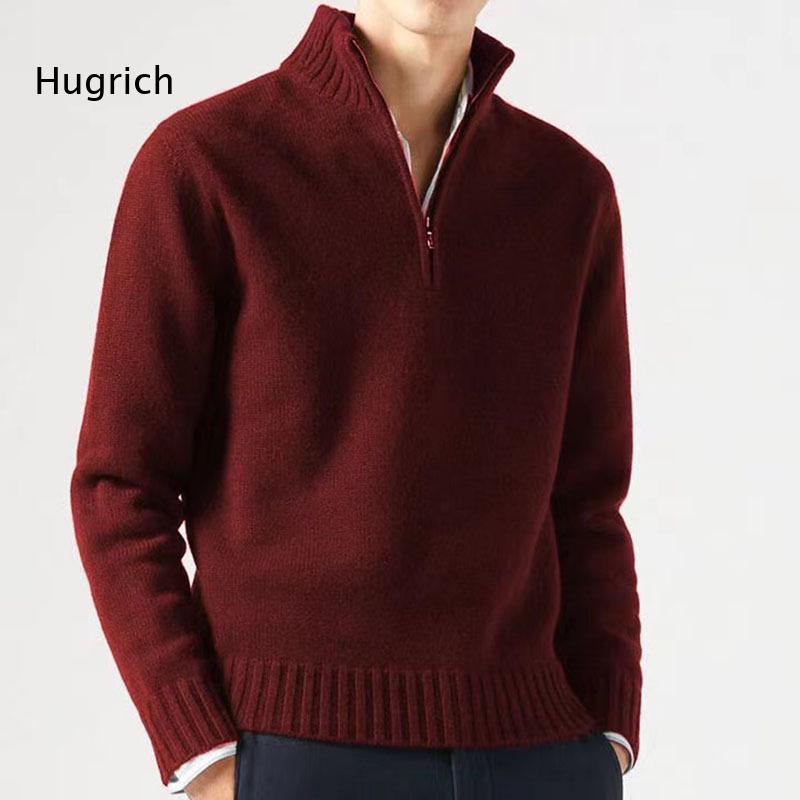 Mens Fashion Quarter Zip - メンズファッション ソリッドモックネック クォータージップ ニットセーター 長袖 ミニマリスト