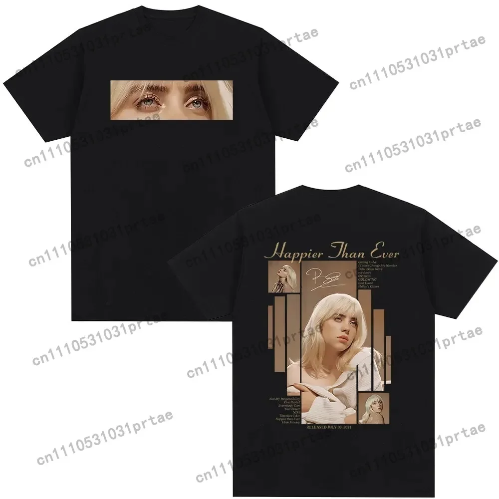 Poster Men Fashion - ビリー・アイリッシュ ヒット・ミー・ハード・アンド・ソフト アルバムポスター グラフィックプリント Tシャツ メンズ