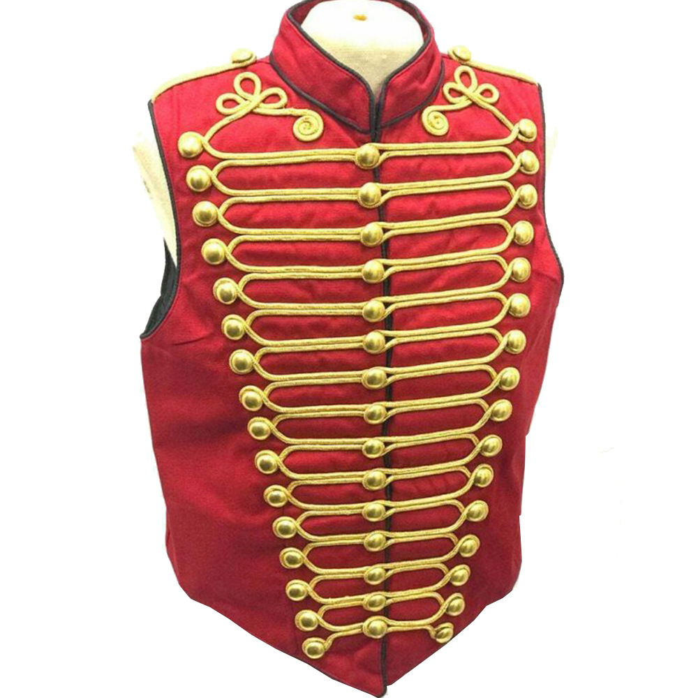 Tactical Vest Men - 大人のコスプレロックバンド赤スエードジャケットパンク軍事ドラマーノースリーブパレードベストマーチングバンドマイケミカルロマンス衣装