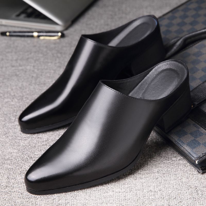 Men'S Fashion Bag - 尖ったつま先のメンズサンダル、ビジネスカジュアル、ハイヒール、ヒールなし、革靴、ファッション、多用途、バッグヘッドタイドスリッパ