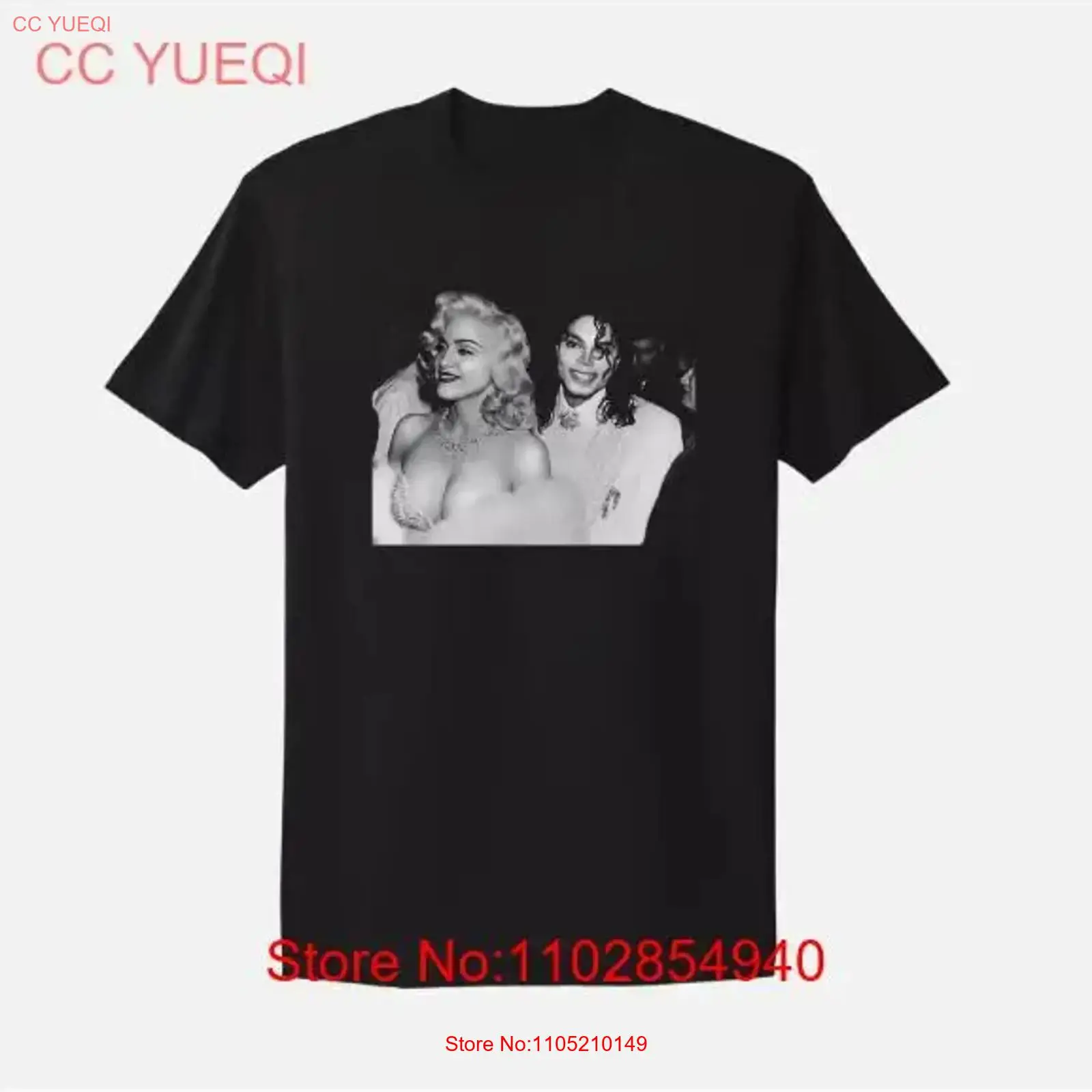 Poster Men Fashion - マドンナとマイケル・ジャクソン Tシャツ ポスターTシャツ ヴィンテージ ウォッシュド ファッション
