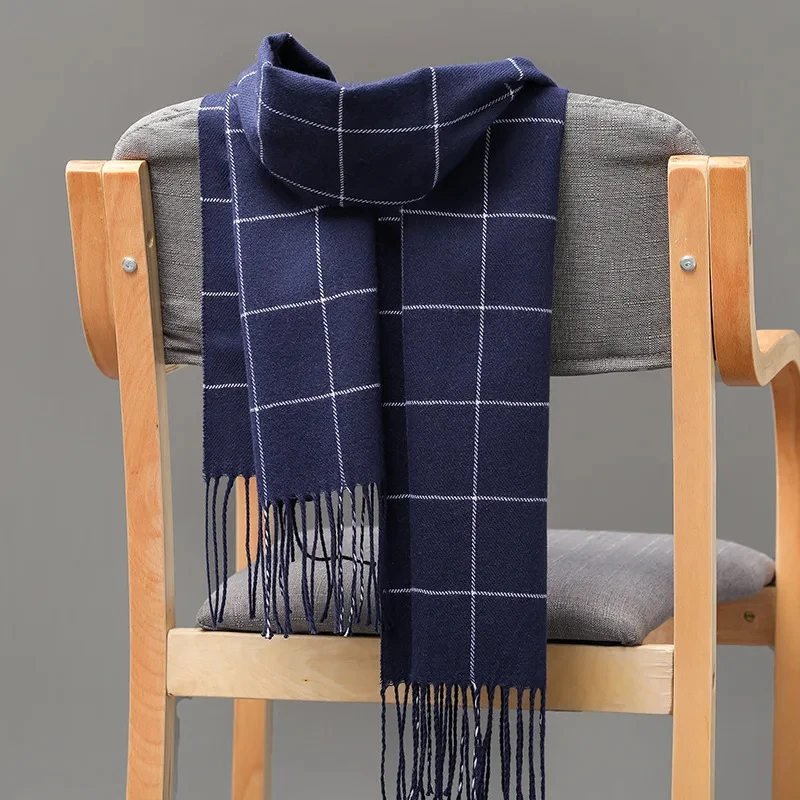 Men Scarf Wool - 2024 新しい冬の男性スカーフ保温カシミヤスカーフカジュアルブランドデザイナーパシュミナネッカチーフタッセルビジネスショールラップ