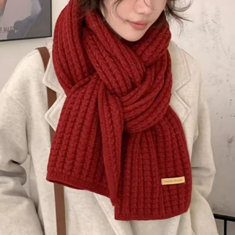 厚手のケーブルニット暖かいカシミヤスカーフネッカチーフ冬用ロ - Men Scarf Wool のレビューと価格
