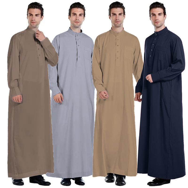 新しい中東メンズトーブ 無地 カタール スタンドカラーローブ - Men'S Fashion Qatar のレビューと価格