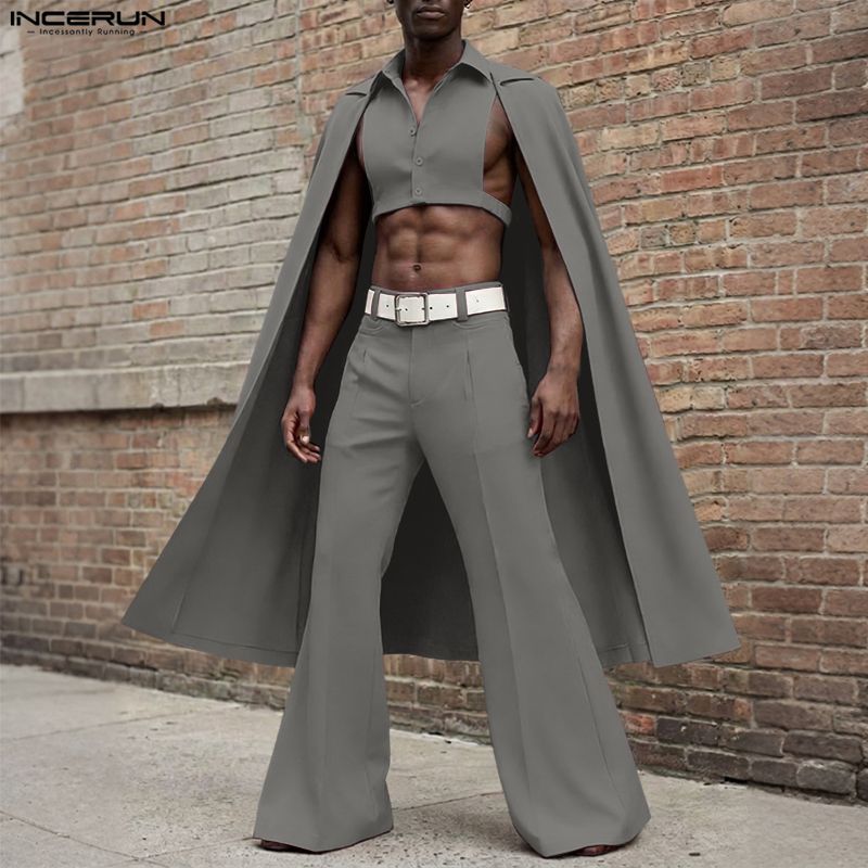 INCERUN 男性セットソリッドカラーラペルノースリーブ不 - Men'S Fashion Color のレビューと価格