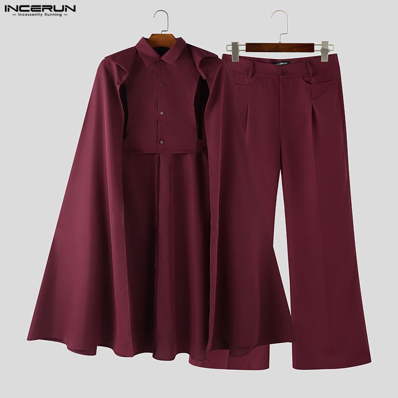 INCERUN 男性セットソリッドカラーラペルノースリーブ不 - Men'S Fashion Color のレビューと価格