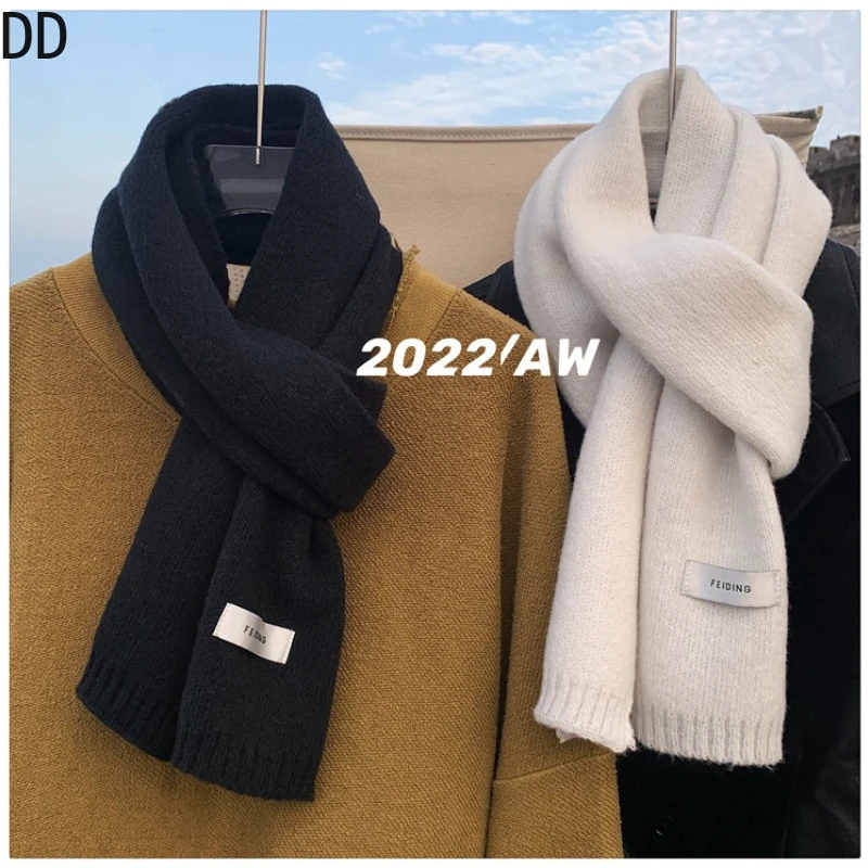 シンプルシックな固体ソフトスカーフ秋冬男性ニットウール韓国カ - Men Scarf Wool のレビューと価格