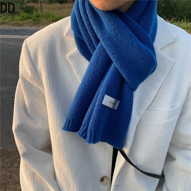 シンプルシックな固体ソフトスカーフ秋冬男性ニットウール韓国カ - Men Scarf Wool のレビューと価格