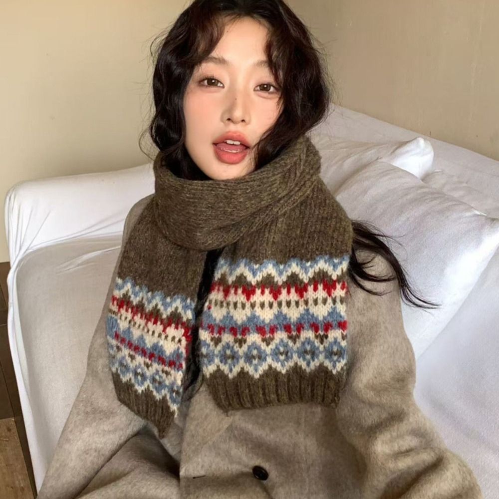 クラシックウールジャカードニットスカーフ厚手冬用カシミヤスカ - Men Scarf Wool のレビューと価格
