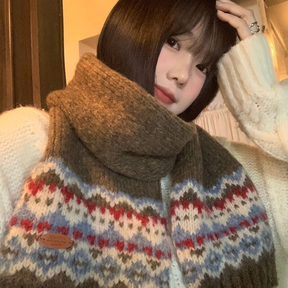 クラシックウールジャカードニットスカーフ厚手冬用カシミヤスカ - Men Scarf Wool のレビューと価格