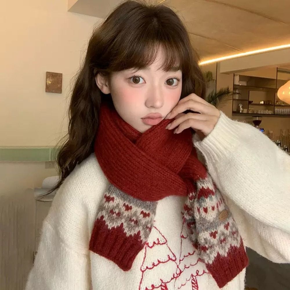 クラシックウールジャカードニットスカーフ厚手冬用カシミヤスカ - Men Scarf Wool のレビューと価格