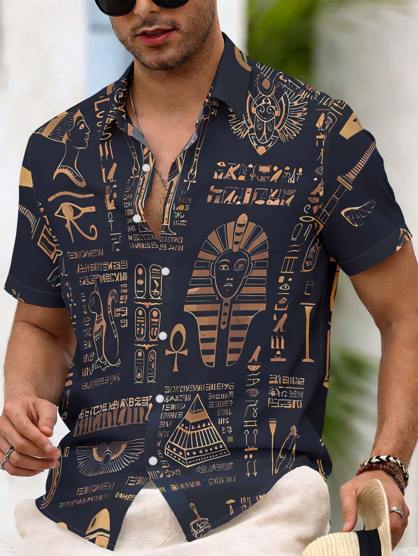 ヴィンテージエジプトシンボルファラオ猫象形文字柄ユニセックス - Men Fashion Egypt のレビューと価格