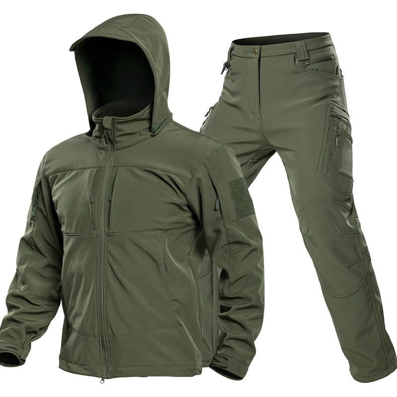 男性用アウトドアタクティカルソフトシェルスーツ フード付きフ - Mens Fashion Zip Up のレビューと価格