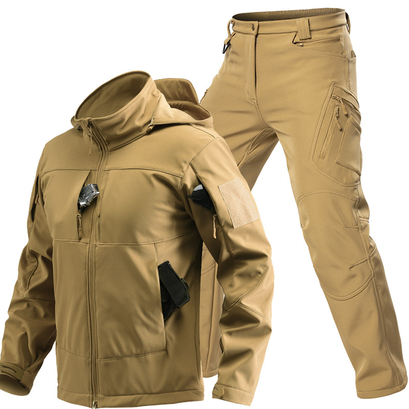 男性用アウトドアタクティカルソフトシェルスーツ フード付きフ - Mens Fashion Zip Up のレビューと価格