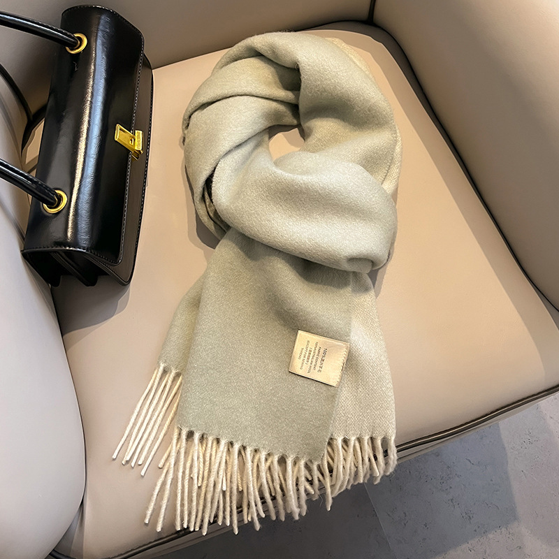 新作100%ウールスカーフ 男女兼用 冬用 暖かい 両面 厚 - Men Scarf Wool のレビューと価格