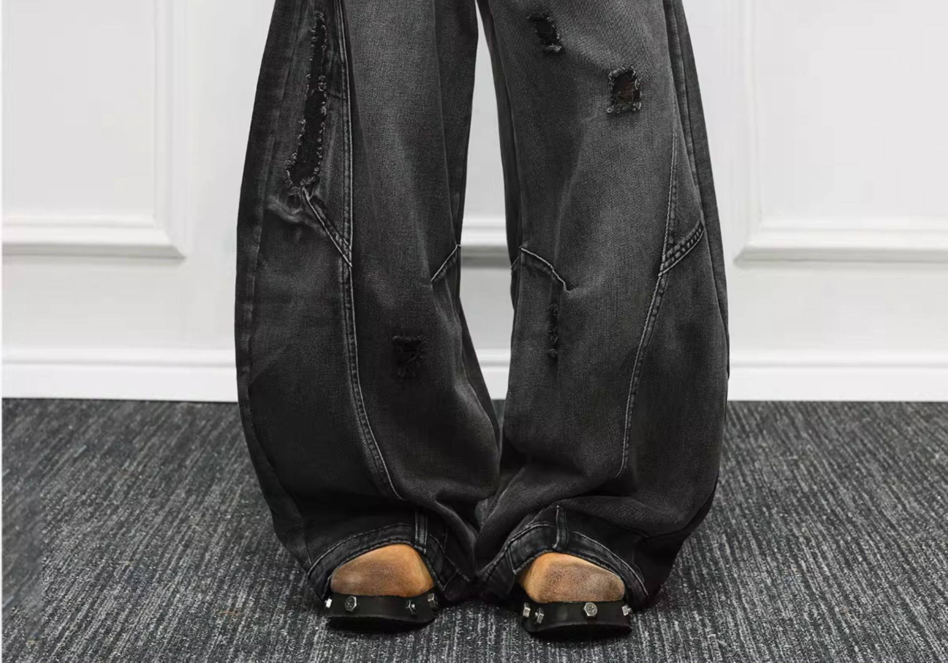 ヴィンテージ風ニューファッションアメリカンスタイルメンズウォ - Men'S Fashion Grey Jeans のレビューと価格