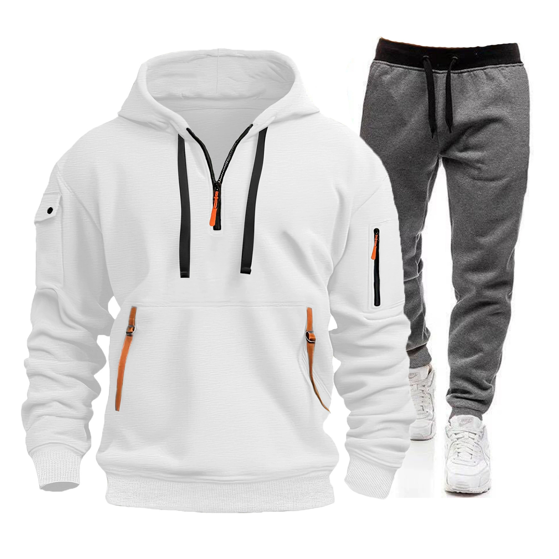 2025年メンズ春秋スポーツフーディーセット、メンズジッパー - Mens Fashion Zip Up のレビューと価格