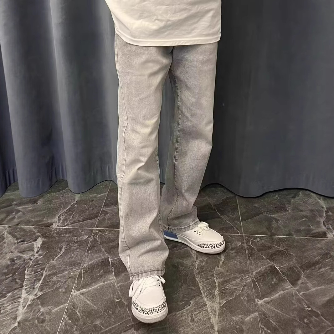 アメリカンヴィンテージニューファッションメンズグレー無地シン - Men'S Fashion Grey Jeans のレビューと価格