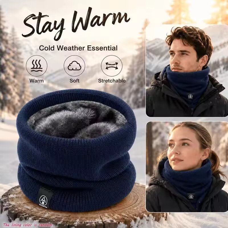 冬用暖かいニットネックマフラー、男女兼用、プラッシュフルマス - Men Scarf Wool のレビューと価格