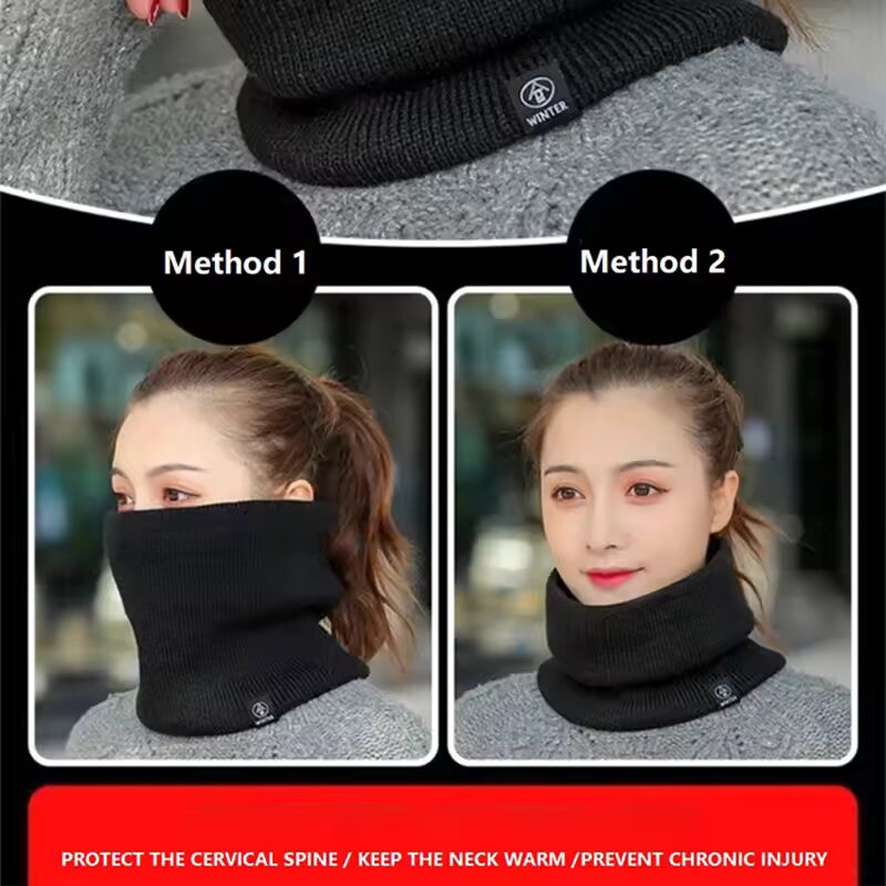 冬用暖かいニットネックマフラー、男女兼用、プラッシュフルマス - Men Scarf Wool のレビューと価格
