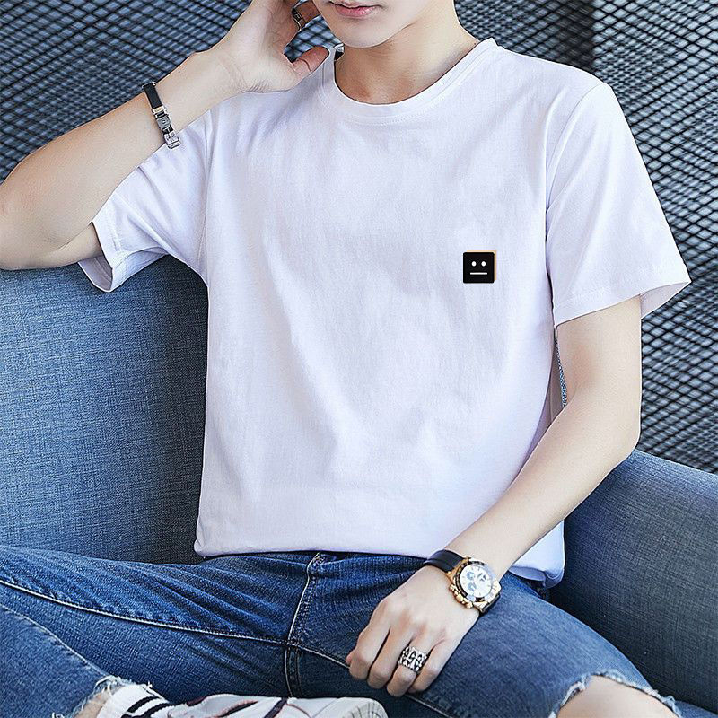 男性用半袖ラウンドネックTシャツ,若い男性用プリント半袖トッ - Mens Fashion Young のレビューと価格