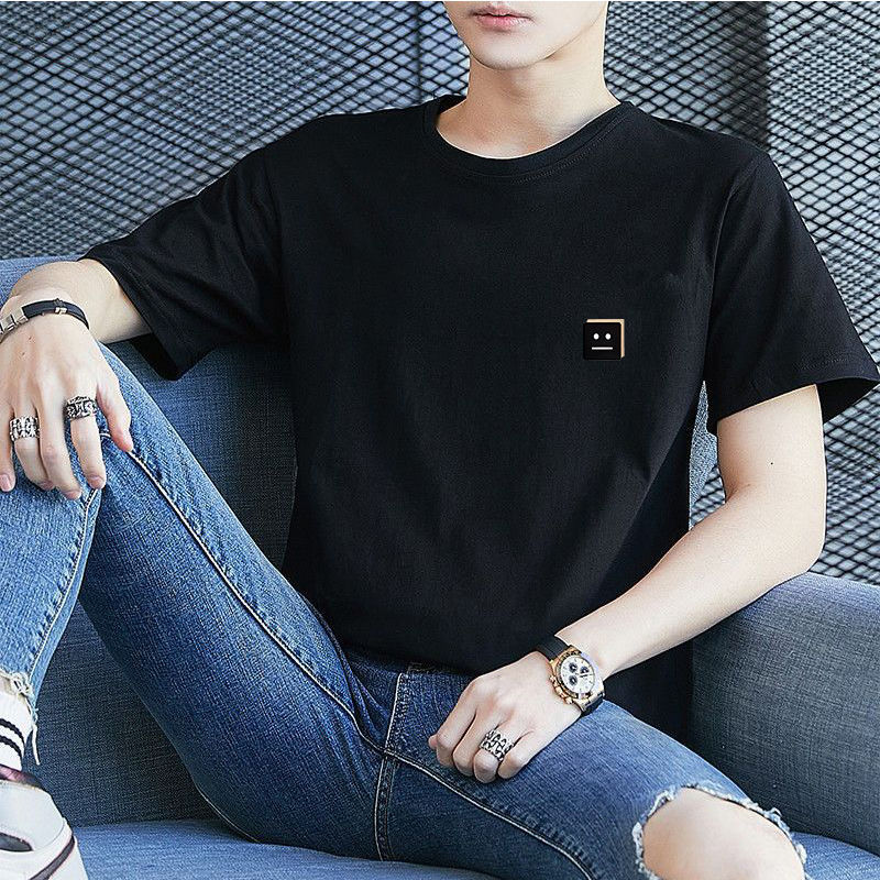 男性用半袖ラウンドネックTシャツ,若い男性用プリント半袖トッ - Mens Fashion Young のレビューと価格