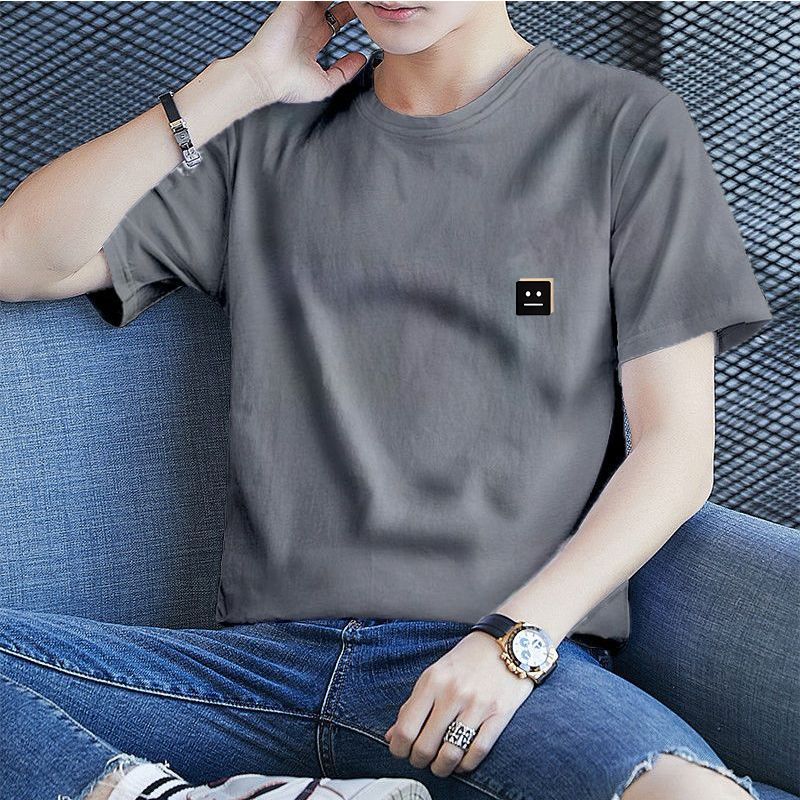 男性用半袖ラウンドネックTシャツ,若い男性用プリント半袖トッ - Mens Fashion Young のレビューと価格