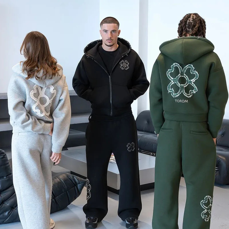 春秋オーバーサイズ四つ葉のクローバーアップリケジップアップフ - Mens Fashion Zip Up のレビューと価格
