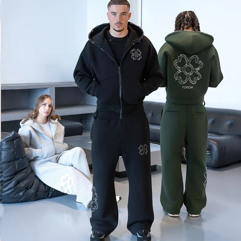 春秋オーバーサイズ四つ葉のクローバーアップリケジップアップフ - Mens Fashion Zip Up のレビューと価格