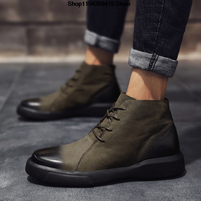 メンズ本革製冬用アンクルミリタリートレッキングタクティカルブ - Chelsea Boots Men のレビューと価格