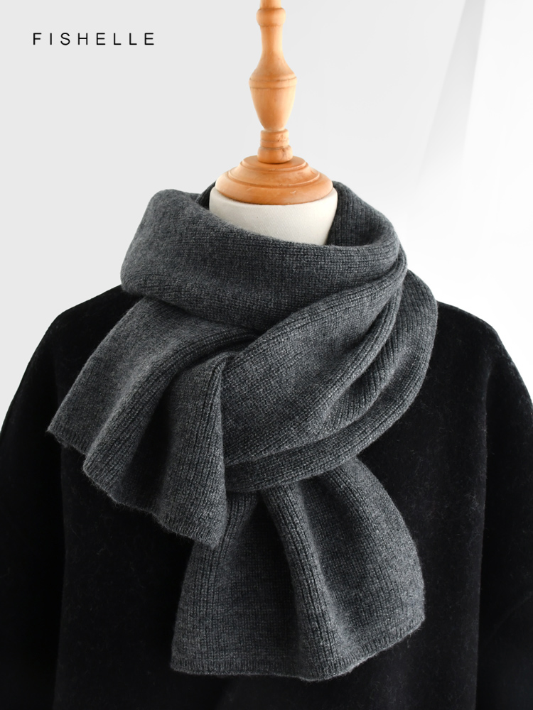 男性と女性のための灰色のモノクロカシミヤスカーフ,ウールスカ - Men Scarf Wool のレビューと価格